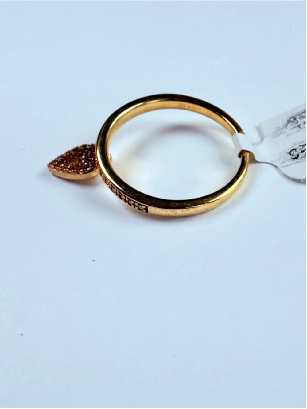 Gold Vermeil Love Heart Champagne Diamond Sterling Silver Charm Dangle Ring NWT